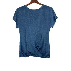 Apt 9 Women's Petite Medium Blue Short Sleeve Active Top Shirt Twist Front